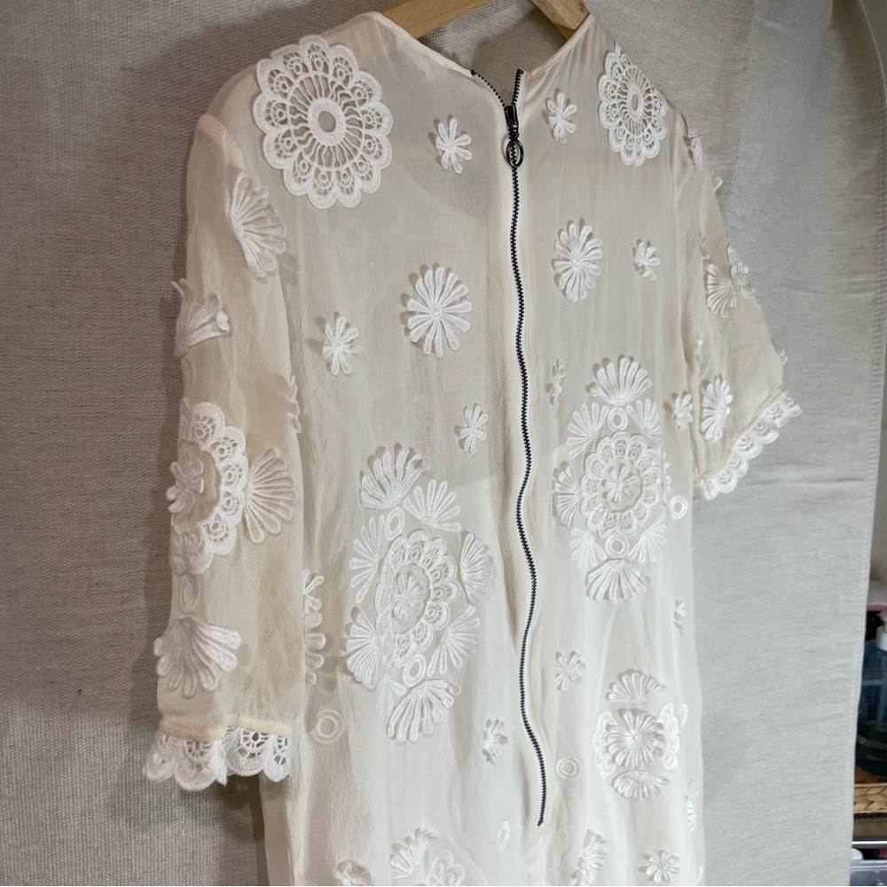 Club Monaco Cream Floral silk cutout Mini Dress - Picture 6 of 7